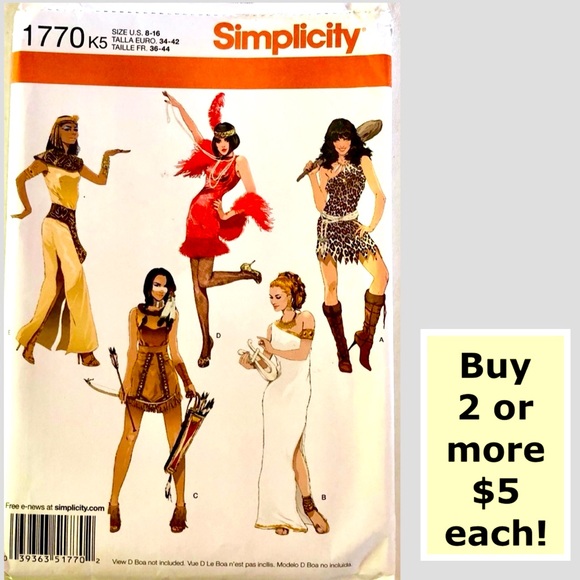 Simplicity 1770 Uncut Misses’ Costumes Sewing Pattern (8-16) - Picture 1 of 10